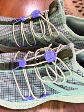 The North Face- women - Mint Green Grid Athletic Sneakers with Lavender Accents